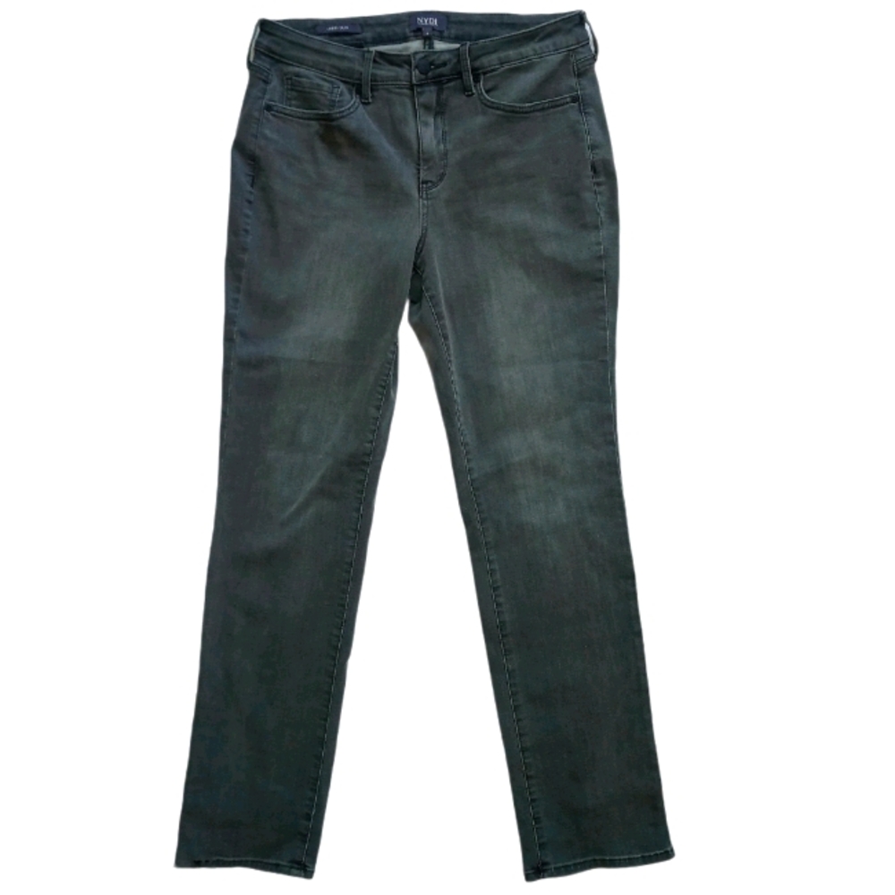 NYDJ Gray Faded Light Wash Sheri Slim Lift Tuck